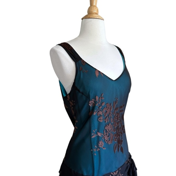 JONATHAN MARTIN Vintage Y2K Sheer Burnout Silk Blend Dress Asymmetric Hem 12 - Picture 5 of 16